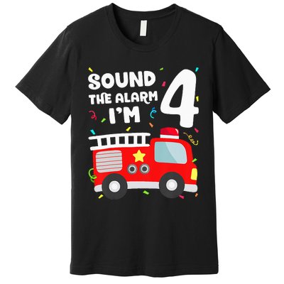 Fire Truck 4th Birthday Firefighter 4 Year Old Premium T-Shirt