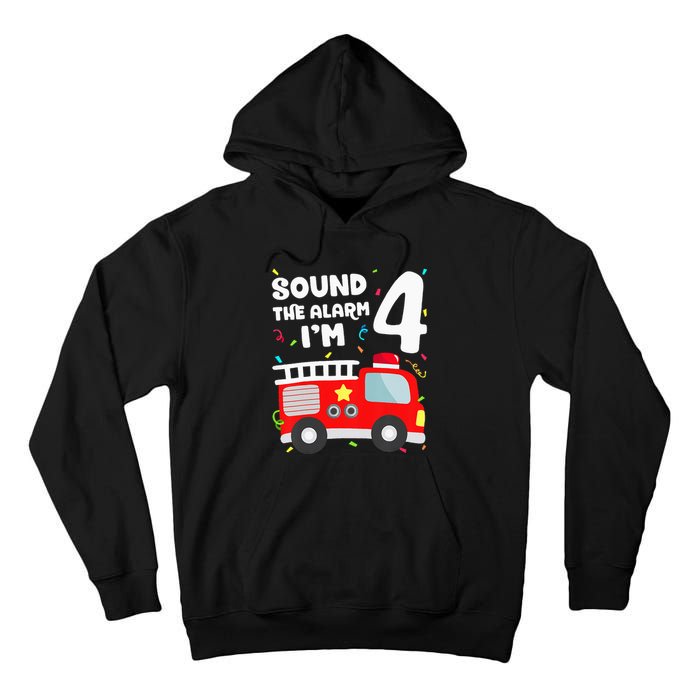 Fire Truck 4th Birthday Firefighter 4 Year Old Tall Hoodie