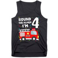 Fire Truck 4th Birthday Firefighter 4 Year Old Tank Top