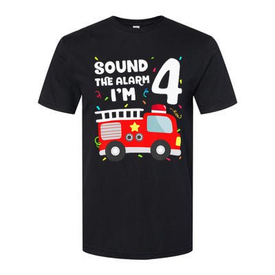 Fire Truck 4th Birthday Firefighter 4 Year Old Softstyle CVC T-Shirt