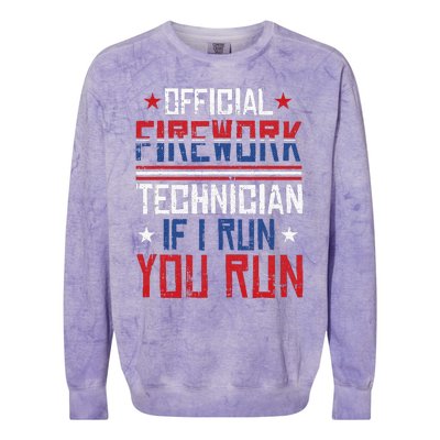 Firework Technician 4th Of July Funny USA Pyro Technician Colorblast Crewneck Sweatshirt