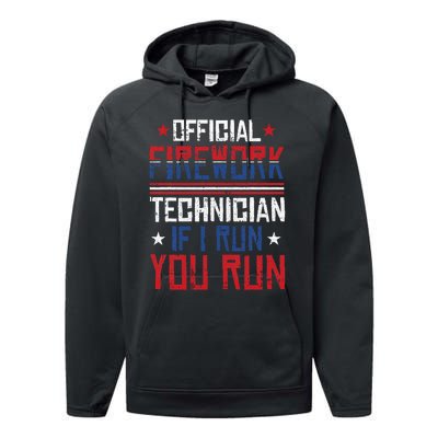 Firework Technician 4th Of July Funny USA Pyro Technician Performance Fleece Hoodie