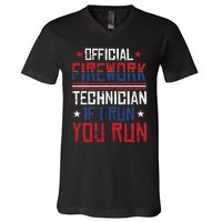 Firework Technician 4th Of July Funny USA Pyro Technician V-Neck T-Shirt