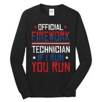 Firework Technician 4th Of July Funny USA Pyro Technician Tall Long Sleeve T-Shirt