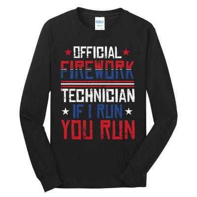 Firework Technician 4th Of July Funny USA Pyro Technician Tall Long Sleeve T-Shirt