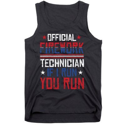 Firework Technician 4th Of July Funny USA Pyro Technician Tank Top