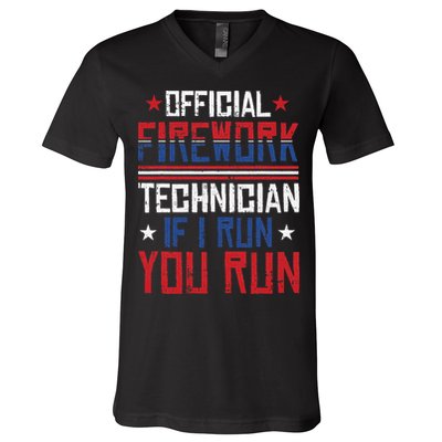 Firework Technician 4th Of July Funny USA Pyrotechnician V-Neck T-Shirt