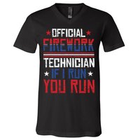 Firework Technician 4th Of July Funny USA Pyrotechnician V-Neck T-Shirt