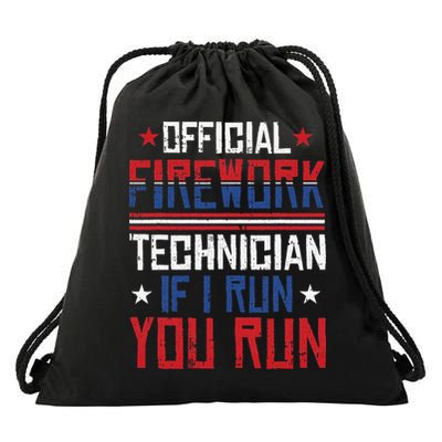 Firework Technician 4th Of July Funny USA Pyrotechnician Drawstring Bag