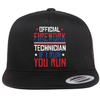 Firework Technician 4th Of July Funny USA Pyrotechnician Flatbill Hat