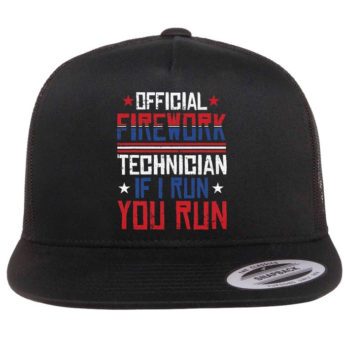 Firework Technician 4th Of July Funny USA Pyrotechnician Flatbill Hat