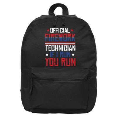 Firework Technician 4th Of July Funny USA Pyrotechnician 16 in Basic Backpack