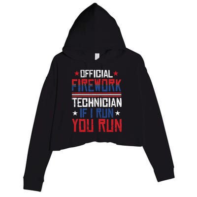 Firework Technician 4th Of July Funny USA Pyrotechnician Crop Fleece Hoodie