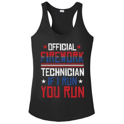 Firework Technician 4th Of July Funny USA Pyrotechnician Ladies PosiCharge Competitor Racerback Tank