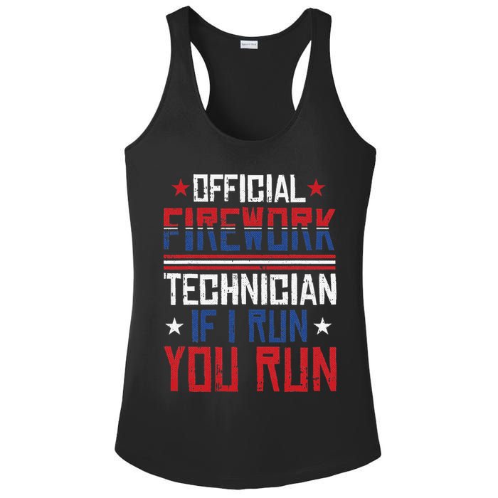 Firework Technician 4th Of July Funny USA Pyrotechnician Ladies PosiCharge Competitor Racerback Tank