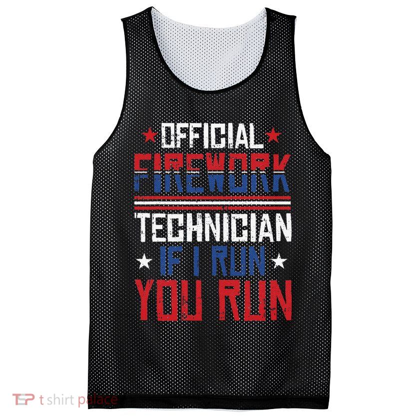 Firework Technician 4th Of July Funny USA Pyrotechnician Mesh Reversible Basketball Jersey Tank