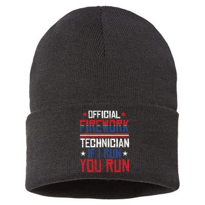 Firework Technician 4th Of July Funny USA Pyrotechnician Sustainable Knit Beanie