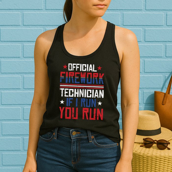 Firework Technician 4th Of July Funny USA Pyrotechnician Womens Tank Top