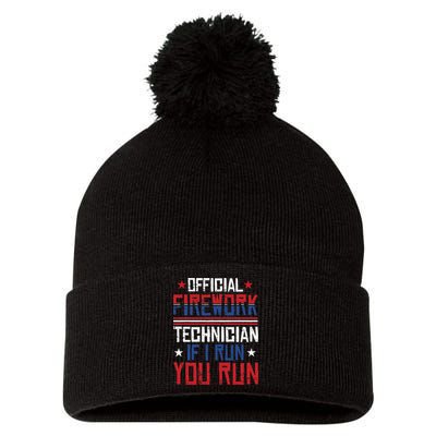 Firework Technician 4th Of July Funny USA Pyrotechnician Pom Pom 12in Knit Beanie