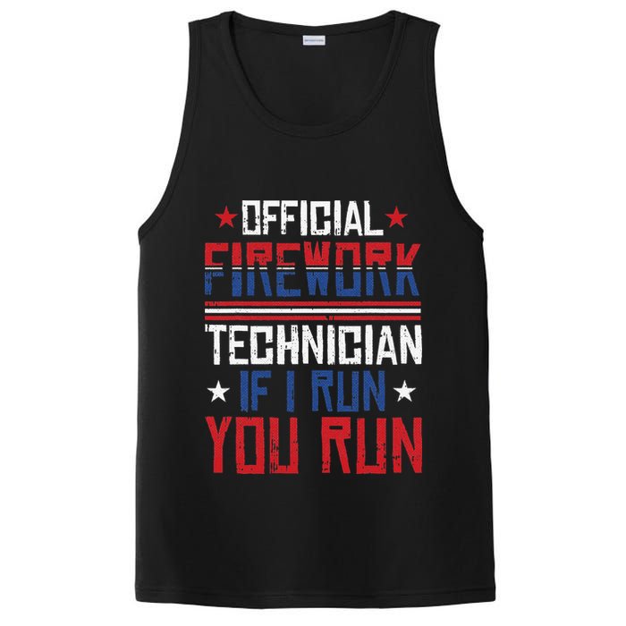 Firework Technician 4th Of July Funny USA Pyrotechnician PosiCharge Competitor Tank