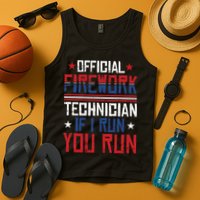 Firework Technician 4th Of July Funny USA Pyrotechnician Tank Top