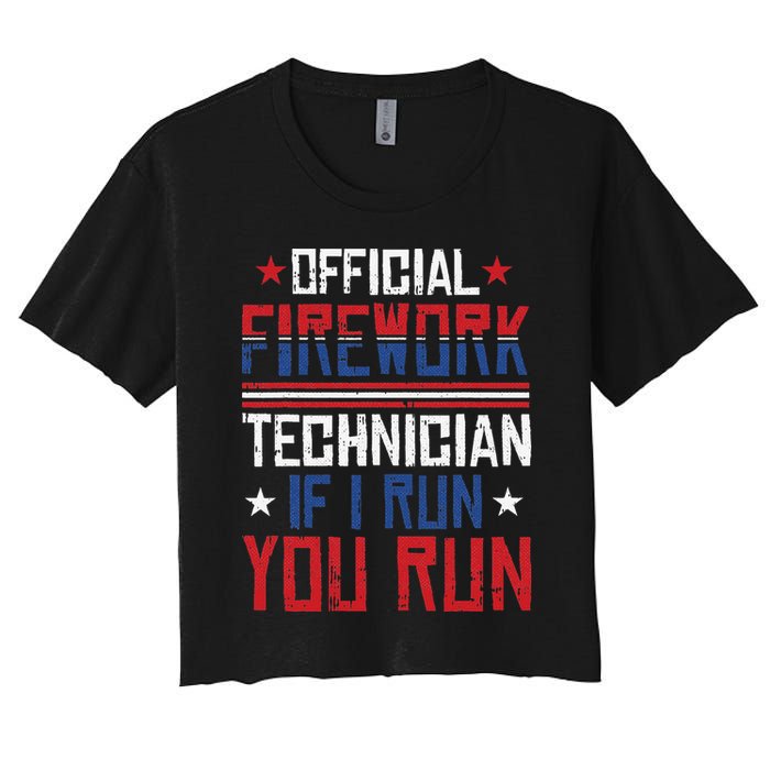 Firework Technician 4th Of July Funny USA Pyrotechnician Crop Top