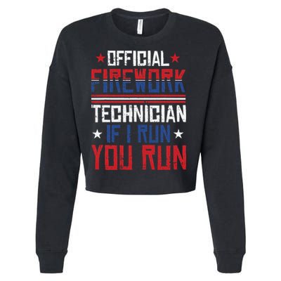 Firework Technician 4th Of July Funny USA Pyrotechnician Cropped Pullover Crew
