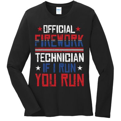 Firework Technician 4th Of July Funny USA Pyrotechnician Ladies Long Sleeve Shirt