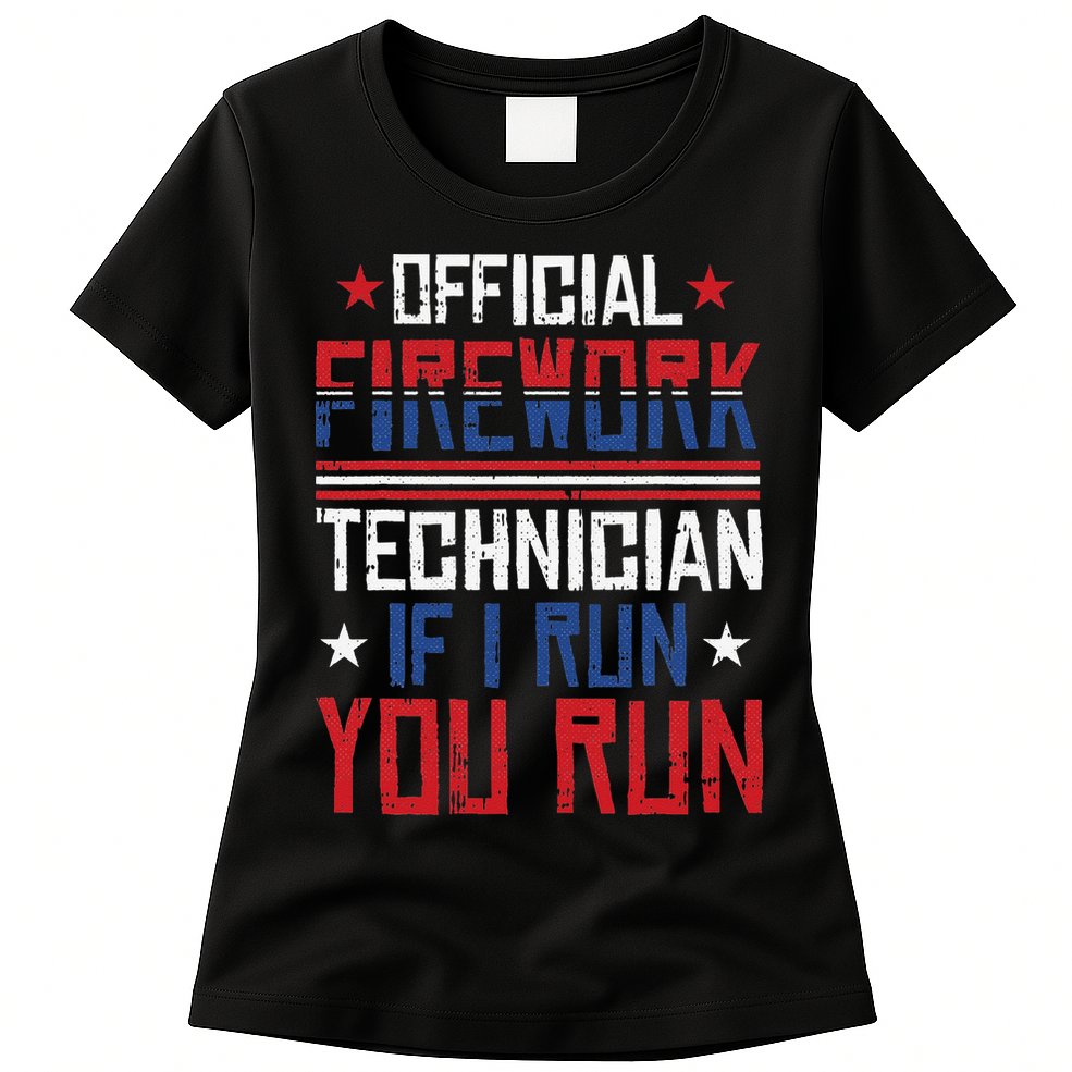 Firework Technician 4th Of July Funny USA Pyrotechnician Womens T-Shirt