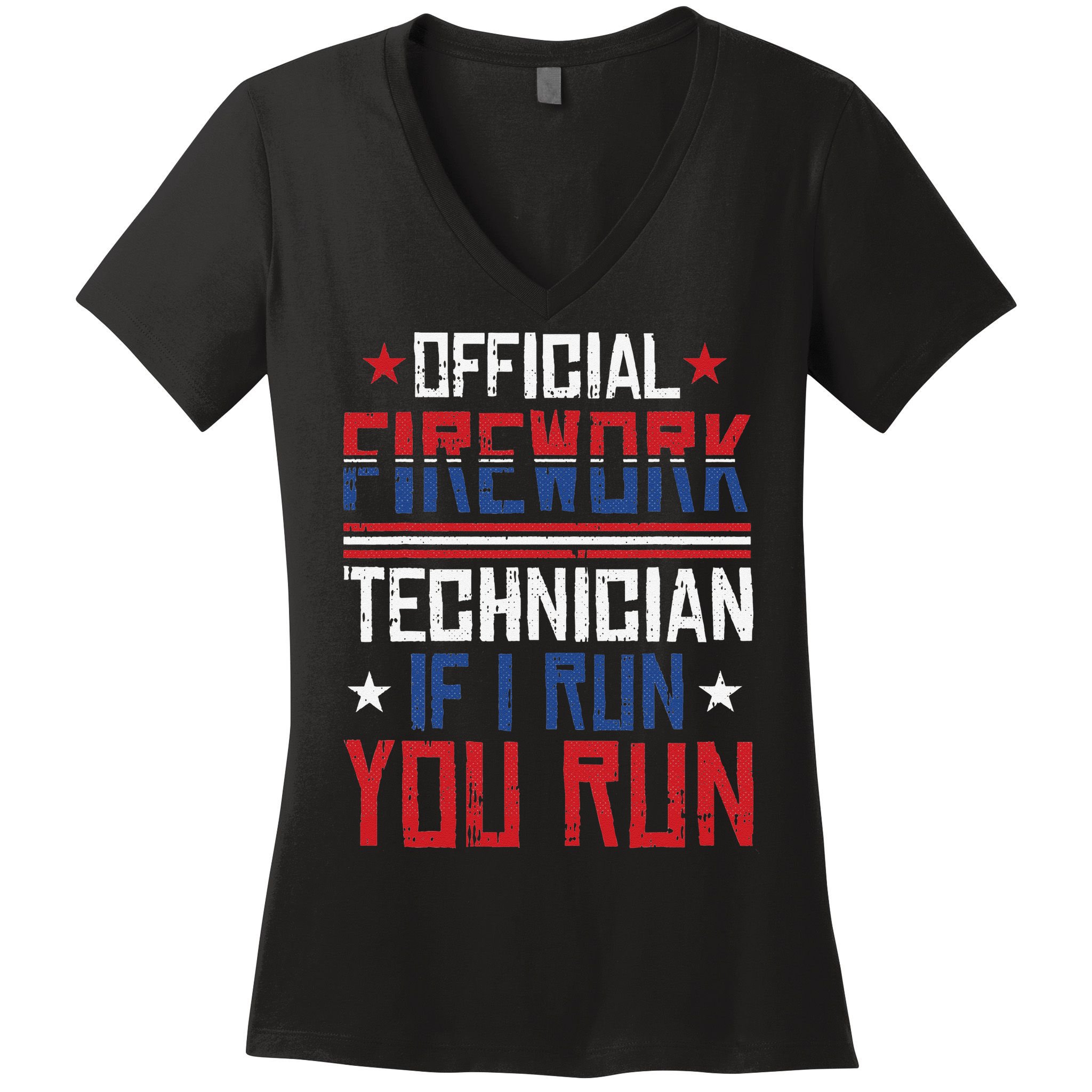 Firework Technician 4th Of July Funny USA Pyrotechnician Women's V-Neck T-Shirt