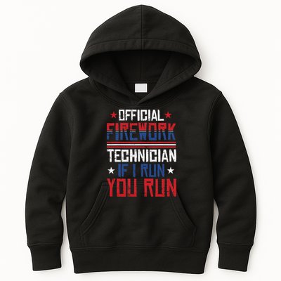Firework Technician 4th Of July Funny USA Pyrotechnician Kids Hoodie