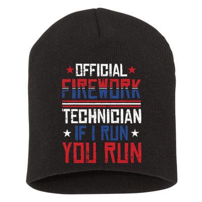 Firework Technician 4th Of July Funny USA Pyrotechnician Short Acrylic Beanie