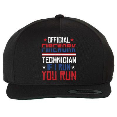Firework Technician 4th Of July Funny USA Pyrotechnician Wool Snapback Cap