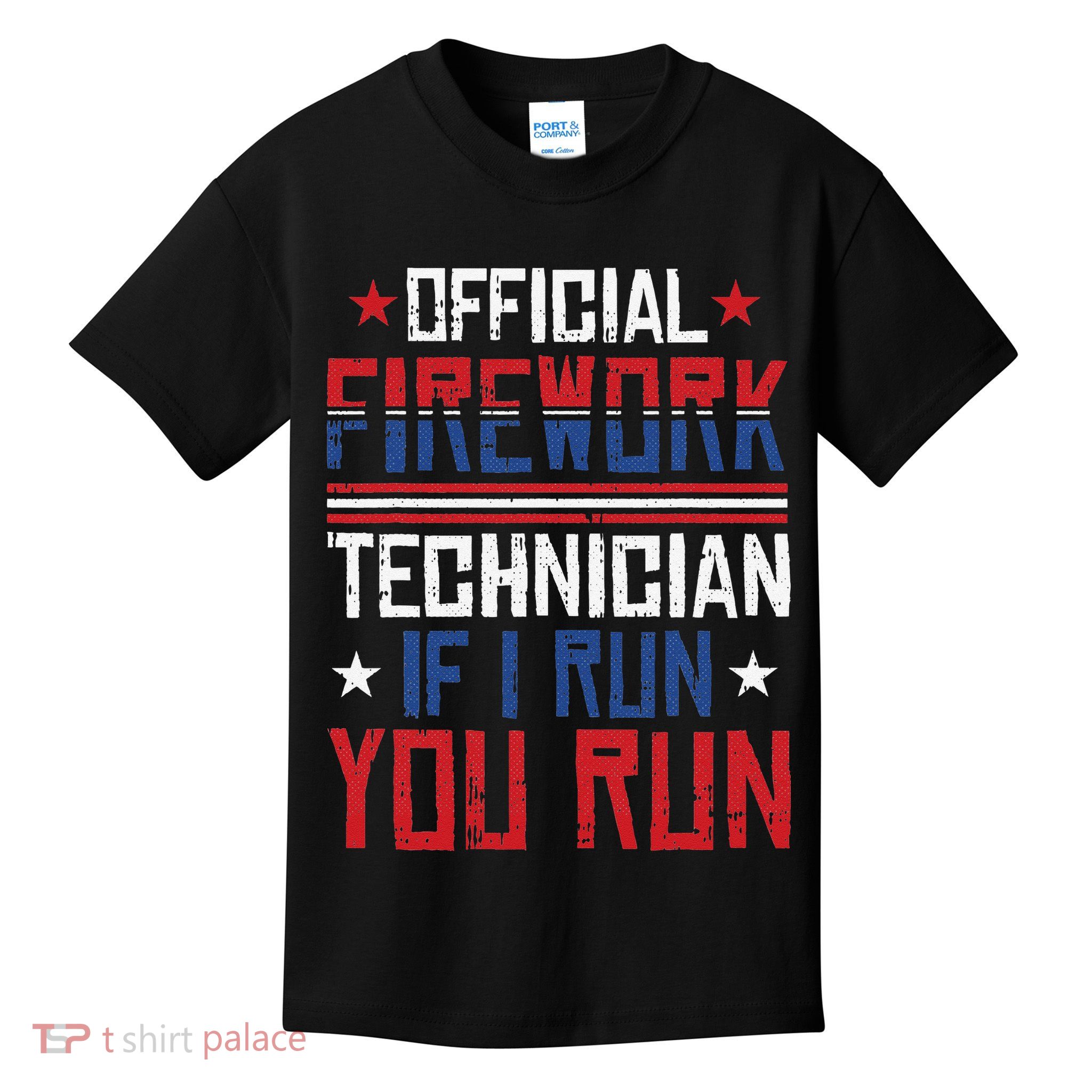 Firework Technician 4th Of July Funny USA Pyrotechnician Kids T-Shirt