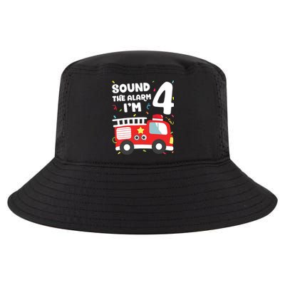 Fire Truck 4th Birthday Boy Firefighter 4 Year Old Cool Comfort Performance Bucket Hat