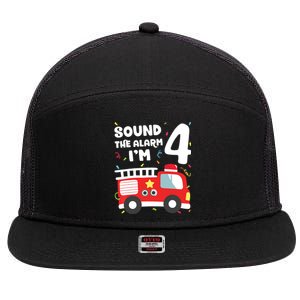 Fire Truck 4th Birthday Boy Firefighter 4 Year Old 7 Panel Mesh Trucker Snapback Hat