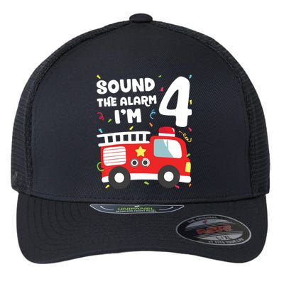 Fire Truck 4th Birthday Boy Firefighter 4 Year Old Flexfit Unipanel Trucker Cap