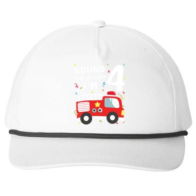 Fire Truck 4th Birthday Boy Firefighter 4 Year Old Snapback Five-Panel Rope Hat