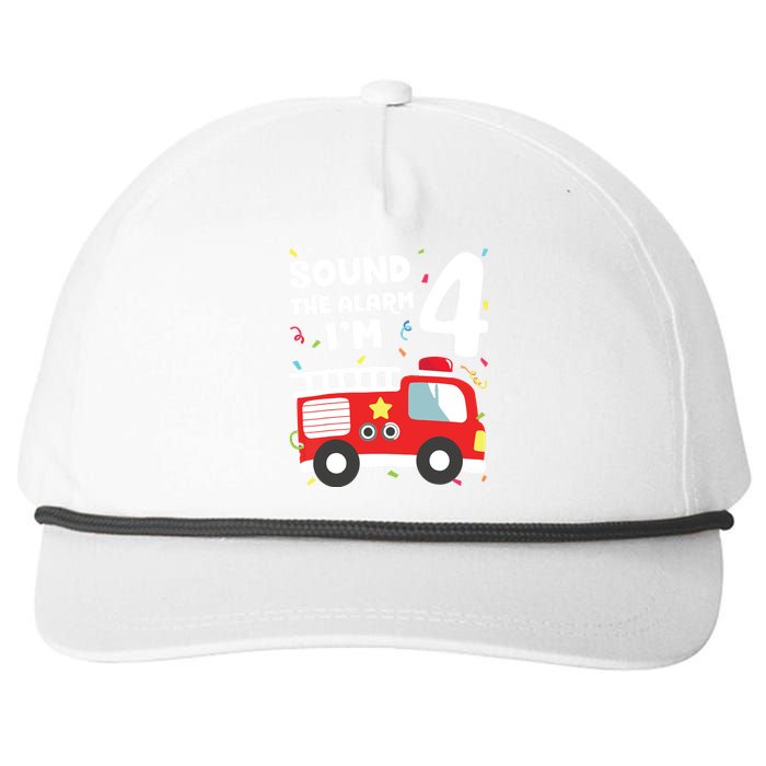 Fire Truck 4th Birthday Boy Firefighter 4 Year Old Snapback Five-Panel Rope Hat