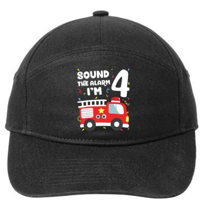 Fire Truck 4th Birthday Boy Firefighter 4 Year Old 7-Panel Snapback Hat