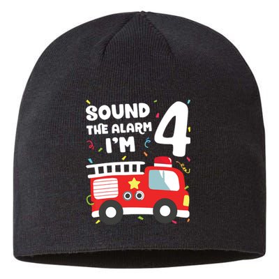 Fire Truck 4th Birthday Boy Firefighter 4 Year Old Sustainable Beanie