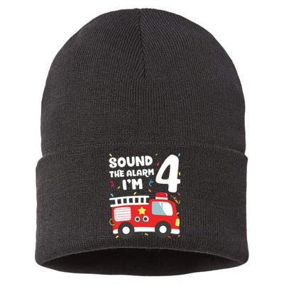 Fire Truck 4th Birthday Boy Firefighter 4 Year Old Sustainable Knit Beanie