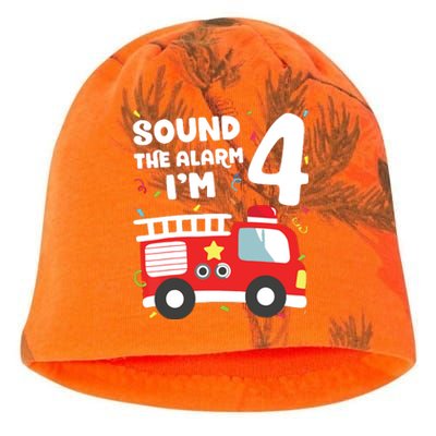 Fire Truck 4th Birthday Boy Firefighter 4 Year Old Kati - Camo Knit Beanie