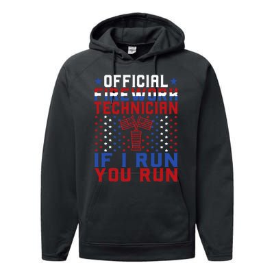 Firework Technician 4th Of July Funny USA Pyro Technician Performance Fleece Hoodie