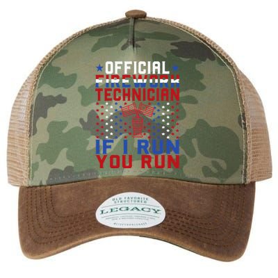 Firework Technician 4th Of July Funny USA Pyro Technician Legacy Tie Dye Trucker Hat