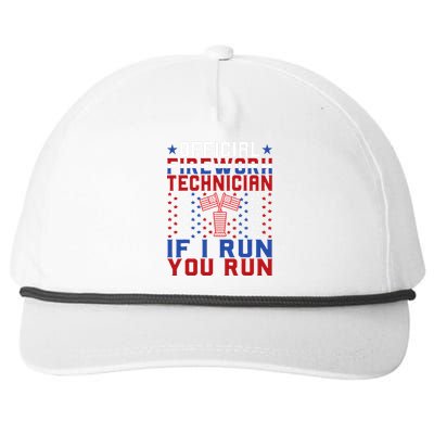 Firework Technician 4th Of July Funny USA Pyro Technician Snapback Five-Panel Rope Hat