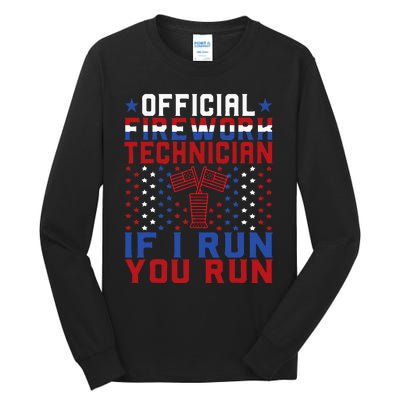 Firework Technician 4th Of July Funny USA Pyro Technician Tall Long Sleeve T-Shirt