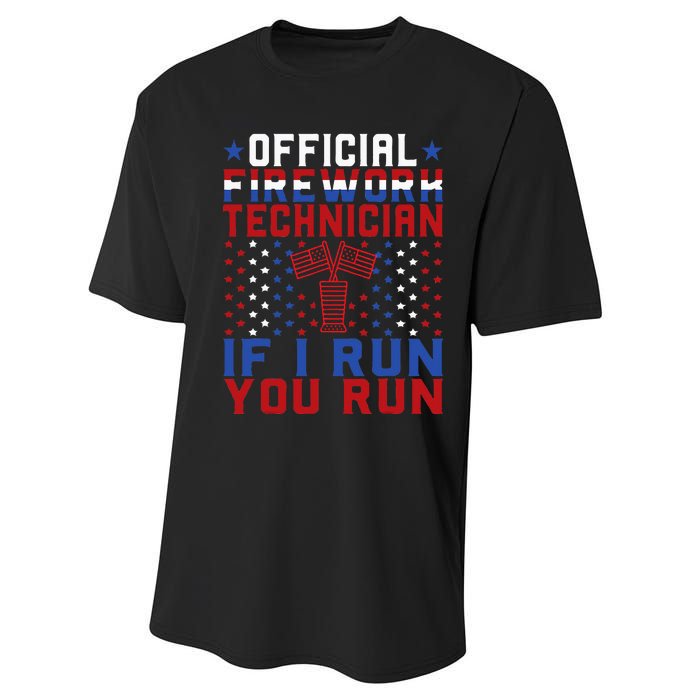 Firework Technician 4th Of July Funny USA Pyro Technician Performance Sprint T-Shirt