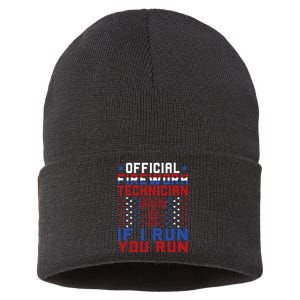 Firework Technician 4th Of July Funny USA Pyro Technician Sustainable Knit Beanie