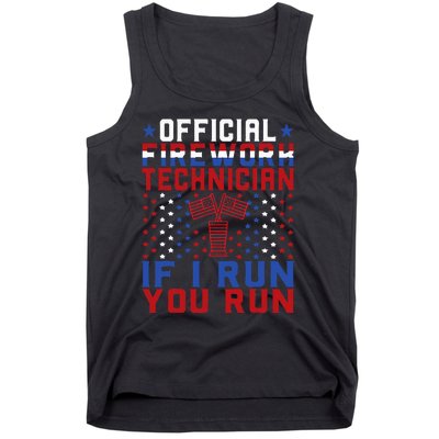 Firework Technician 4th Of July Funny USA Pyro Technician Tank Top